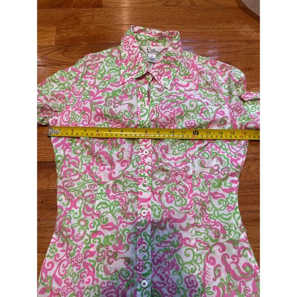 LILLY PULITZER peanut island button front long sleeve shirt white label size‎ 2 - Picture 7 of 9